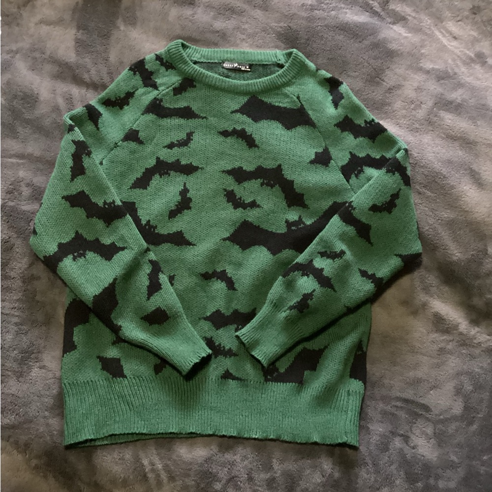 Green and Black Bat Sweater